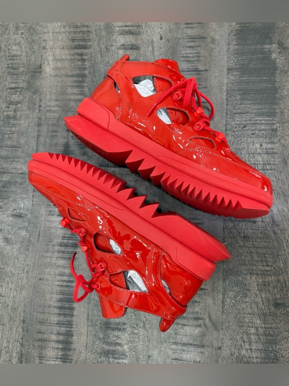 Camper Men’s Glossy Red Sawtooth Sole Sneakers